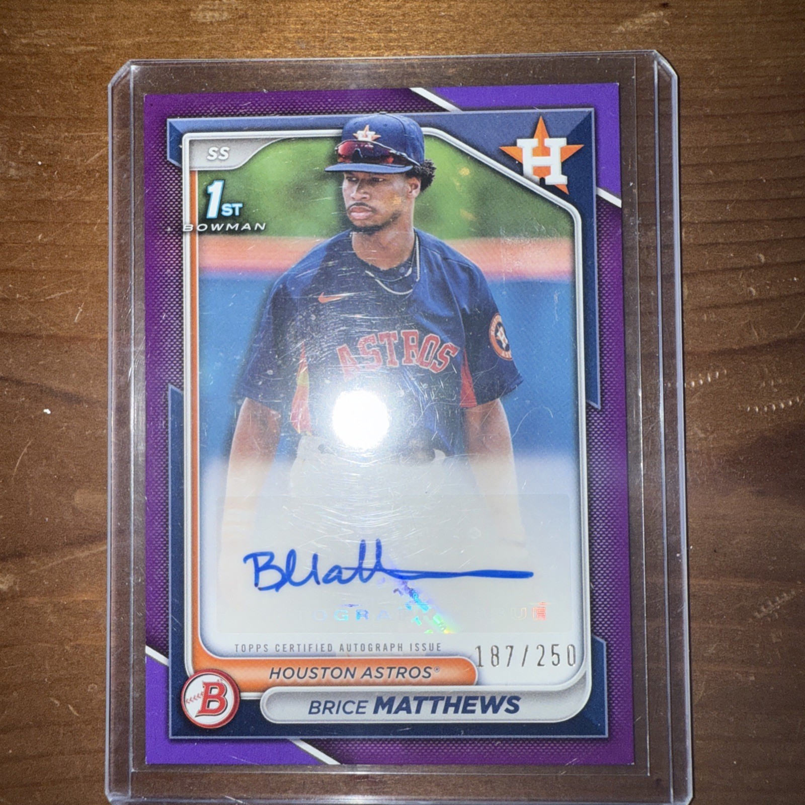 2024 Bowman 1st Purple #PPRA-BM BRICE MATTHEWS Auto Autograph #/250 Card ASTROS