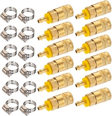 24 PCS Air Coupler 1/4 Hose Barb Brass Quick Connect 300 PSI Industrial Air Tool