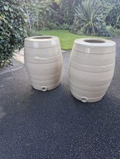 A Pair Of Victorian Glazed Stoneware Beer Spirit Wine Vinegar Barrels Planters