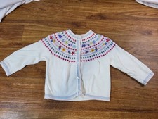 Vintage Gymboree Size Small White Fair Isle Floral Embroidered Cardigan