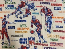 Vintage Sears 60s NFL FOOTBALL Twin Bedspread Cover 108” x 63” Cotton Polyester