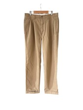 Vintage Polo Ralph Lauren Mens Size 32x32 Pleated Chino Pants Tan Cuffed Preppy