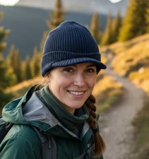 Cap Stocking Winter Hat Knit Beanie Hybricap Brim Visor Brimmed Radar Blue