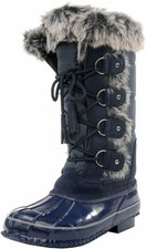 Sporto Women's Sleigh Ride Winter Boot Insulated Waterproof Fur Trim Navy Size 7