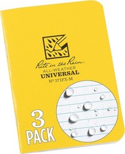 Rite in the Rain All-Weather Mini-Stapled Notebook, 3 1/4" X 4 5/8", Yellow
