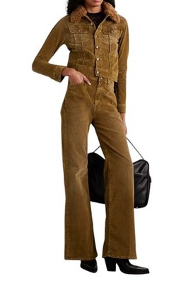 R13 Charlotee Damen Hose 25 Goldbraun Schnur FW25 RRP799