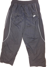 Nike Track Pants Men's Size XL Black Polyester Logo Drawstring Pockets Ankle Zip