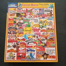 White Mountain 1000 Piece Jigsaw Puzzle Vintage Cereal Boxes Game -Unchecked
