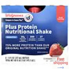 Walgreens Plus Protein Nutritional Shake, Strawberry, 8.0 fl oz, 6 pack