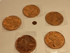 5pc Novelty Giant Penny's 3" 1972 Fake Double Sided Replica Coins International 