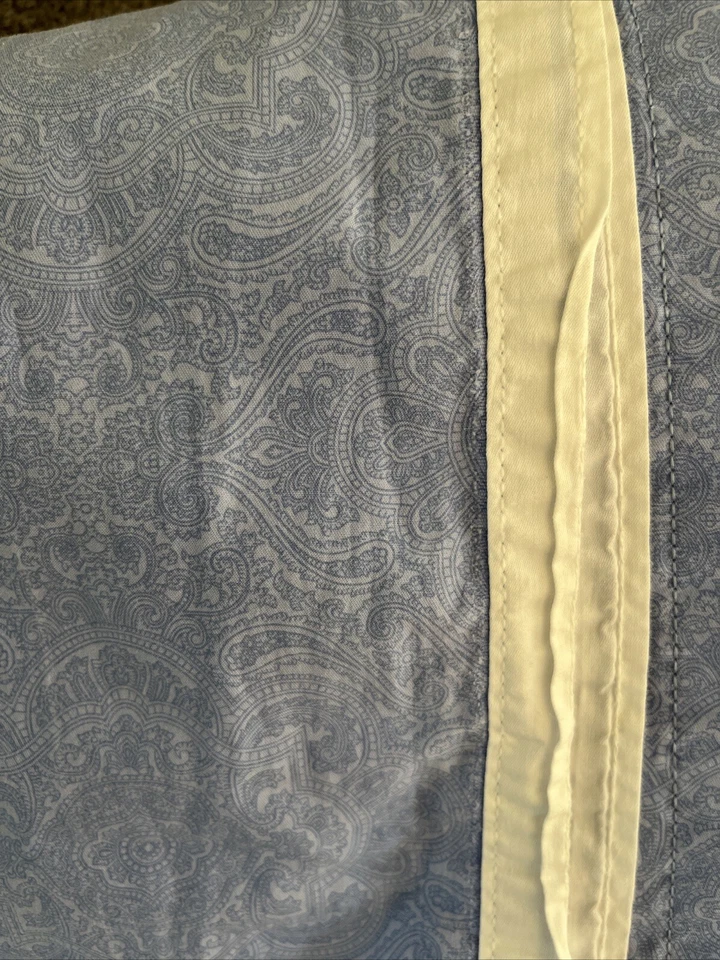 Sábana plana Ralph Lauren Putney Queen azul cachemira algodón vintage blanco ribete Foto 2 de 4