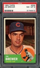 1963 Topps Baseball #309 Jim Brewer PSA 8