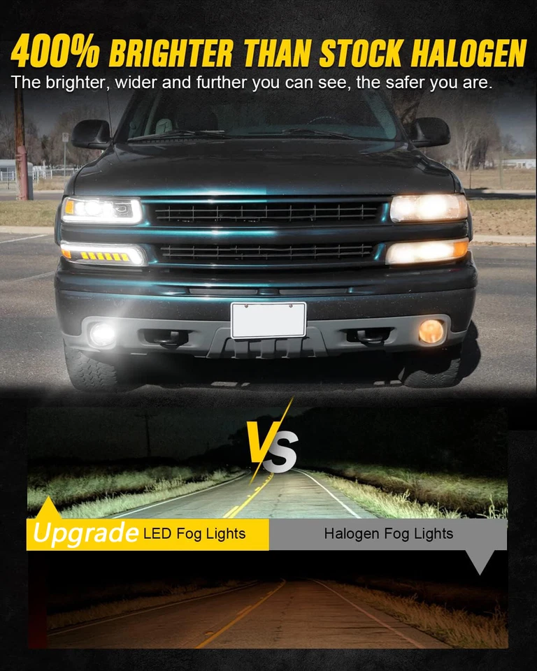 For Chevy Suburban 1500 Z71 2001-2006, LED Headlights Assembly Bumper Fog Lights - Image 3 of 4