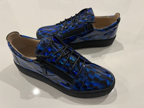 $650 Giuseppe Zanotti Frankie Low Top Glossy Sneakers Fabric Size 44 US 11 - Foto 17 di 18