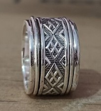 Solid 925 Sterling Silver Band Spinner Statement Ring Handmade Ring All Size