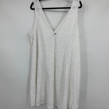NEW ASOS dress 12 curve  white sleevelsss cutout shift swim suit cover up v back