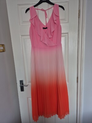 Womens Brand New M&S Pink Maxi Dress With Pleated Skirt Size