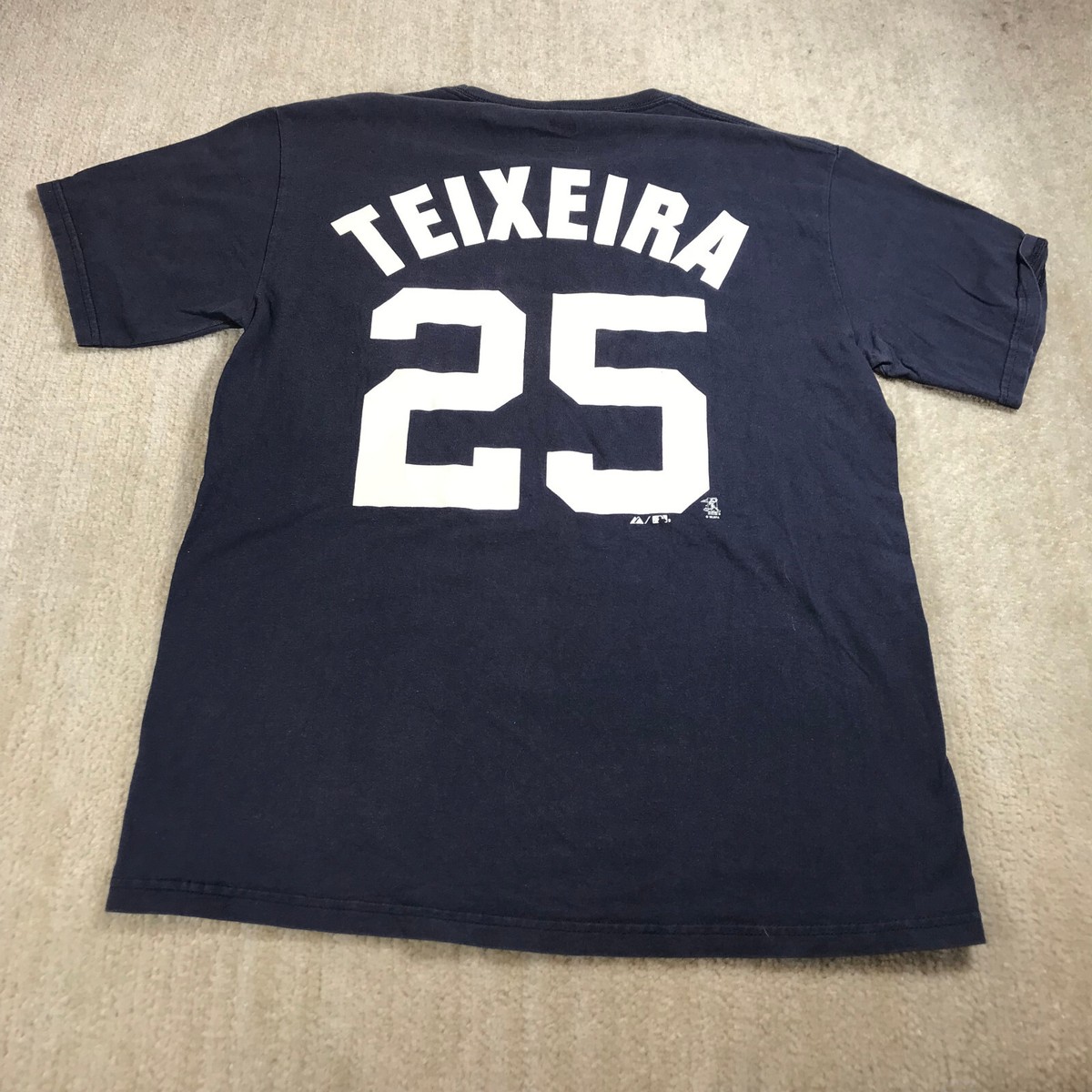 New York Yankee Shirt Mens Medium Teixeira 25 MLB Baseball