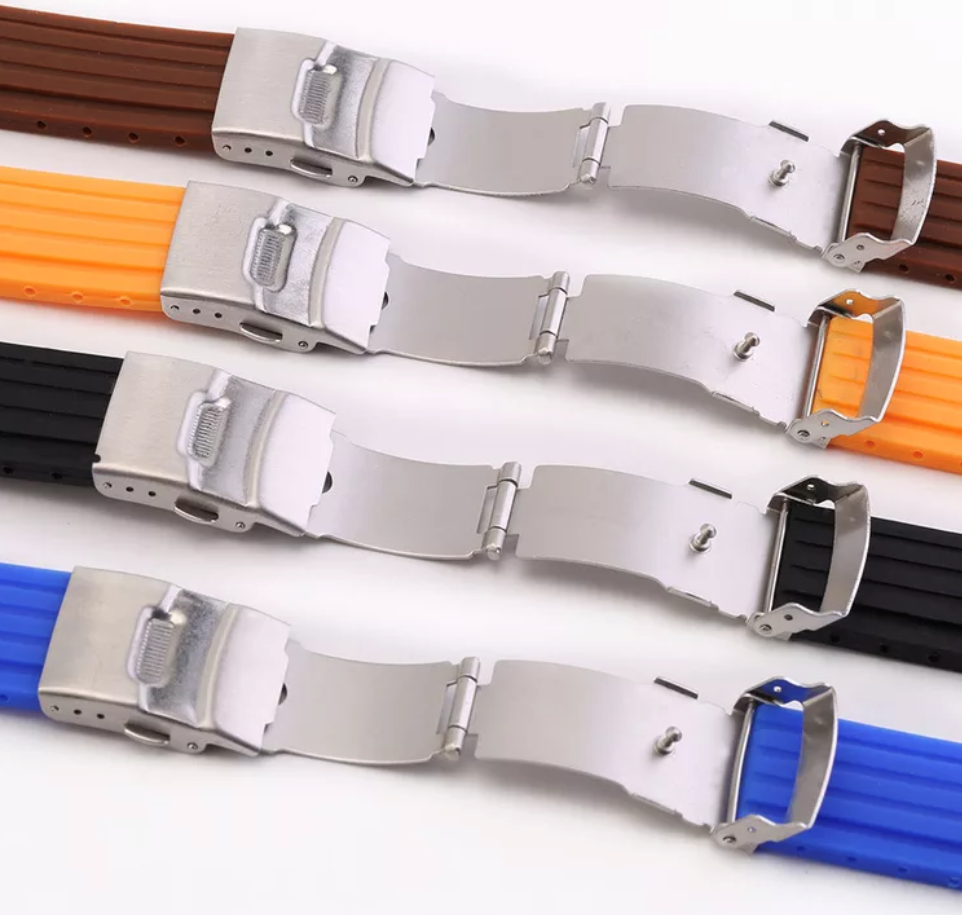 SILICONE RUBBER SPORT WATCH STRAP BLACK BROWN RED ORANGE BLUE GREEN18