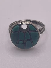 Vtg Annie Quam Gasper AQC Turquoise Hummingbird Sterling Native American Ring