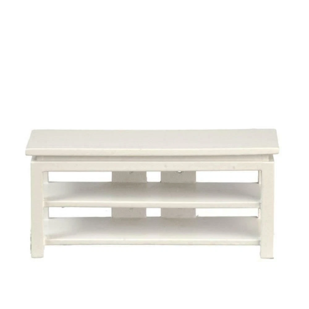 Dolls House Modern White Low TV Cabinet Stand MINIATURE Living