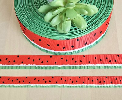 5/8, 7/8 & 1.5'' (1 YD) Watermelon Grosgrain Ribbon Fruit Picnic Summer Crafts
