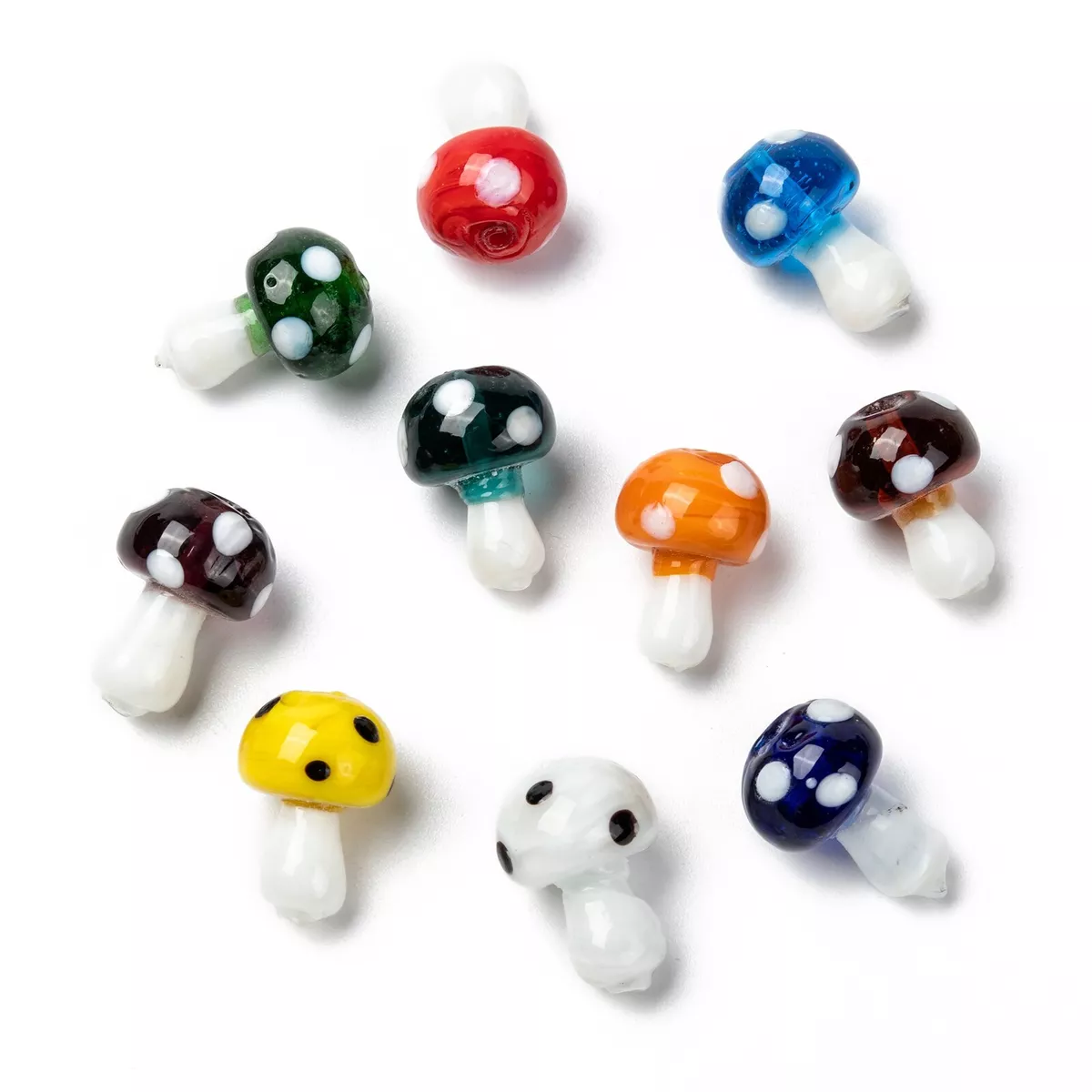 10pcs Handmade Lampwork Mushroom Beads Cute Mini Loose Spacer Crafting  19x14.5mm