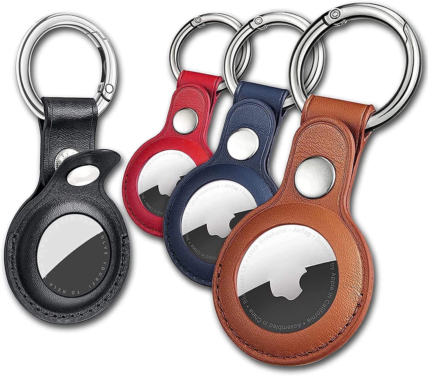 4 Pack Leather Keychain Case for Apple AirTag Tracker  