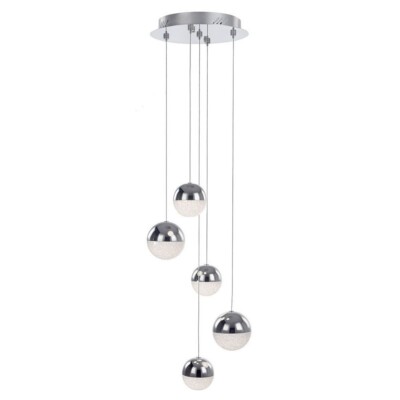 Visconte Corona Decken Pendelleuchte Cluster Sparkle Ball LED 5 Leuchten - poliertes Chrom