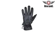 Premium Women's Black Full Finger Leather Motorcycle Riding Gloves for Biker