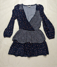 American Eagle Dress Women's Medium Blue Mini Floral Long Sleeve Layers NWOT