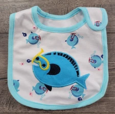 Adorable Nwot Baby Boy Dokis Snorkling Fish Baby Bib