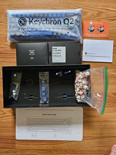 Keychron Q2 QMK Mech KB Fully Assembled Knob w/ Holy Panda X Switches Navy Blue