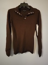 Women's Tommy Hilfiger Spelled Out Brown Pullover Sweater Sz Medium
