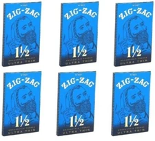 👀✨ 6 X ZIG-ZAG ROLLING PAPERS 1 1/2 (1.50) SIZE BLUE ULTRA THIN ✨ 6 BOOKLETS 😎