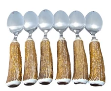 Stylish dining set of soup spoons "Hunter" high-quality stainless steel 6 pc NEW