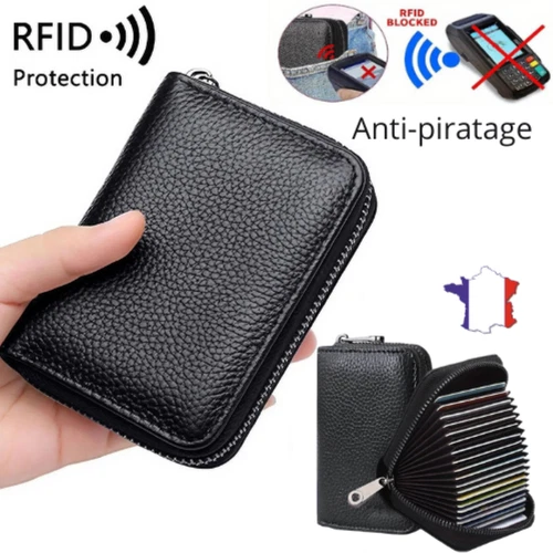 Portefeuille Pour Homme Cuir PU Noir Porte Carte Crédit Monnaie Billet