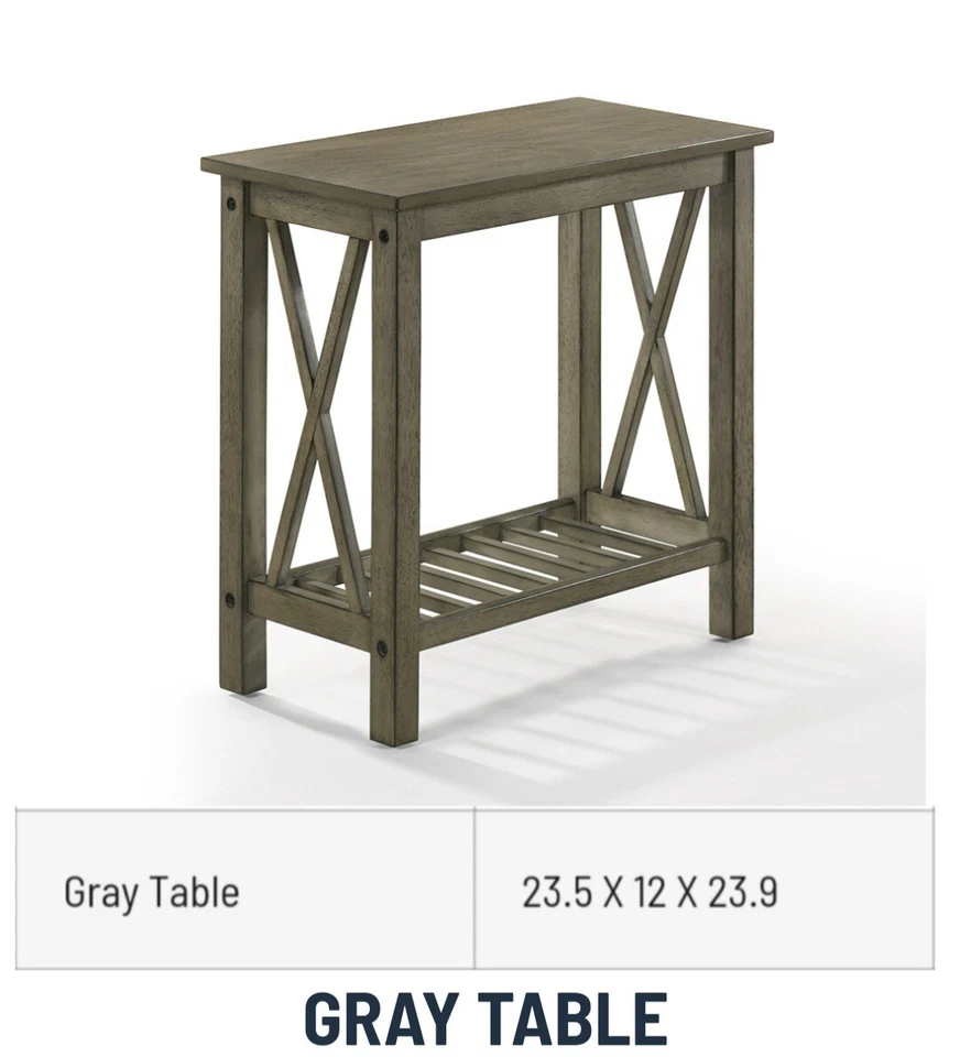 Wood Eden End Table Gray Rectangular ez to clean up.62"D x 11.81"W x 23.62"H - Image 4 of 4