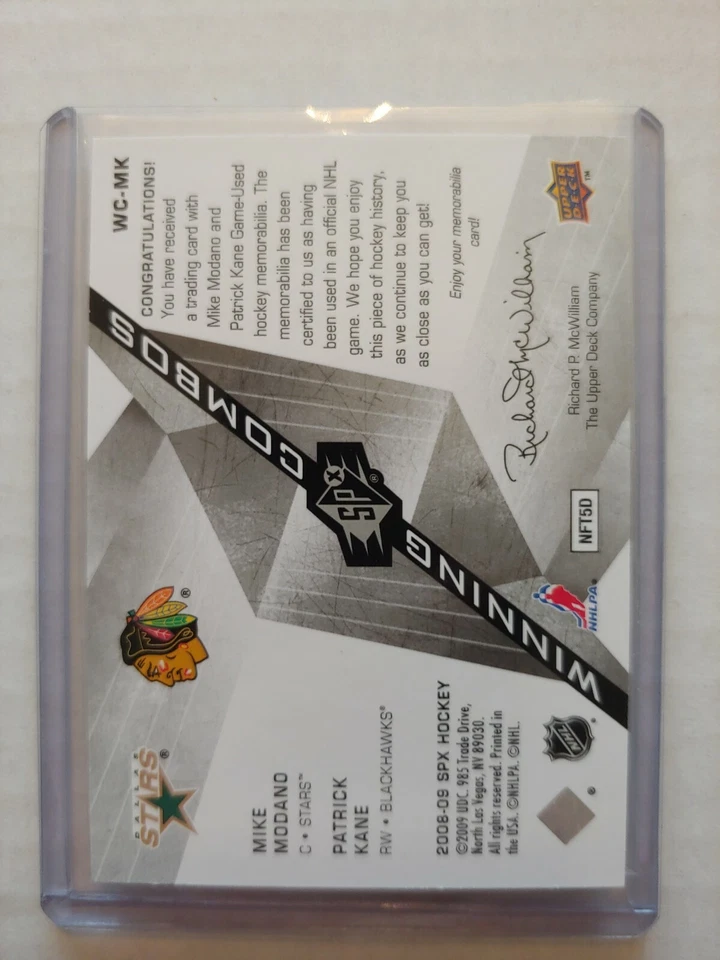 2008-09 SPX WINNING COMBOS # WC-MK MIKE MODANO/PATRICK KANE (#91) - Image 2 of 2