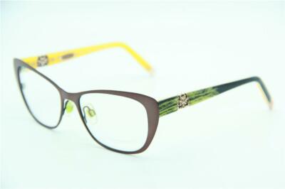 NEW COCO SONG CV 075 COL. 02 BROWN YELLOW GREEN AUTHENTIC EYEGLASSES 53-16