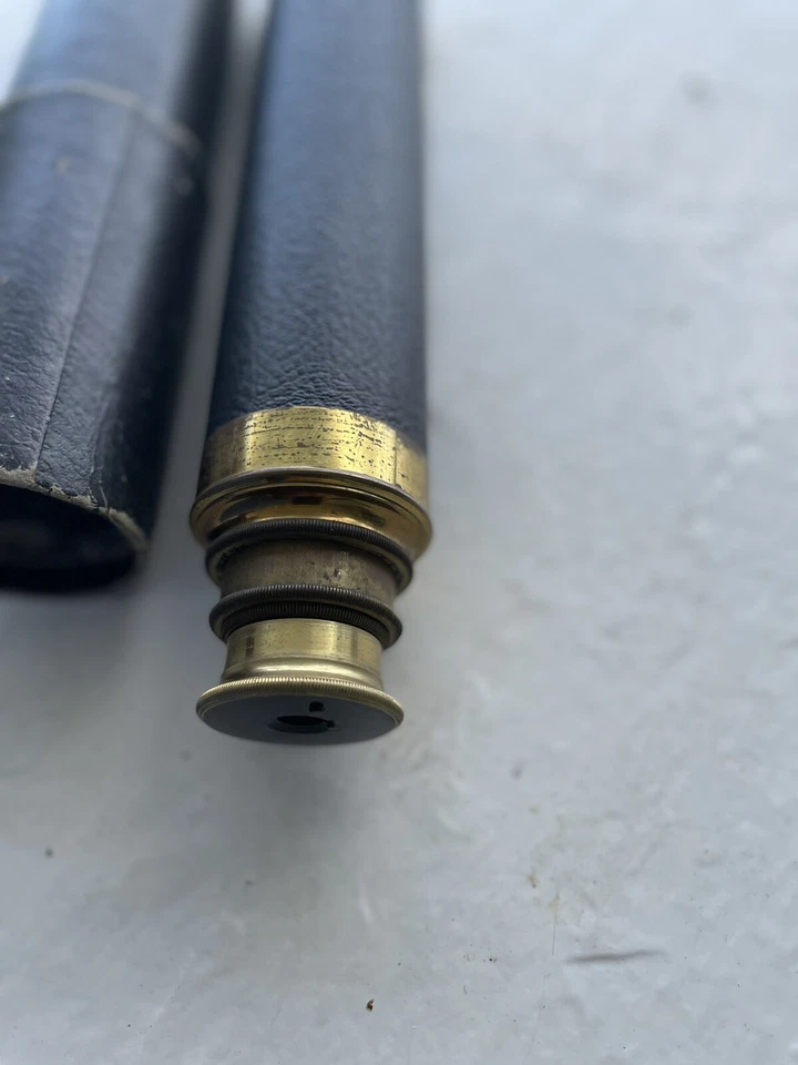 Старинные морские кожаные позолоченные монокуляры из подзорной трубы австрийские немецкие большие - Изображение 4 из 4