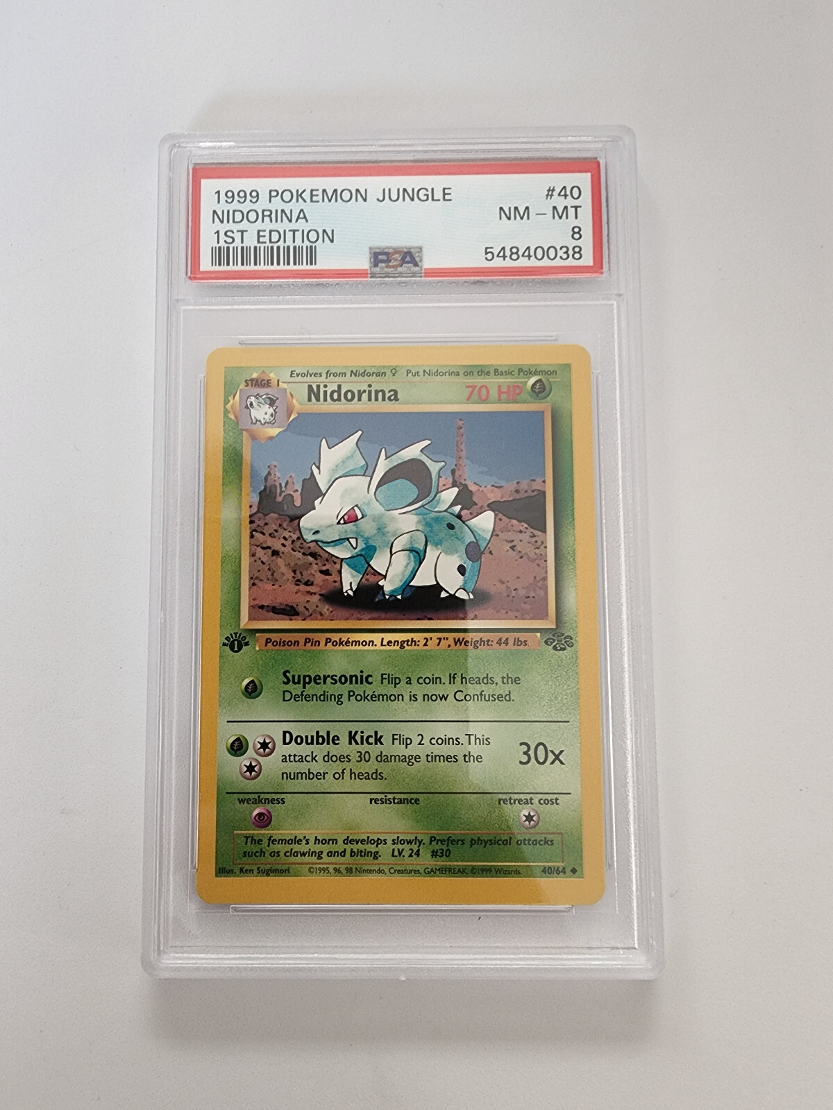 1999 Pokemon Jungle 1st Edition Nidorina 40/64 PSA 8 - FREE SHIP