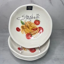 EFFETTI HOME 4 Ceramic Spaghetti Pasta 9” Bowls Handmade in Italy NEW