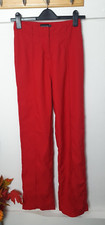 PRETTYLITTLETHING Ladies UK 8 Red High Waist Straight Leg Trousers