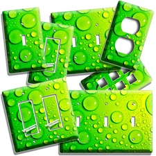 GREEN WATER DROPLETS DROPS TEXTURE LIGHT SWITCH WALL OUTLET PLATE ROOM ART DECOR