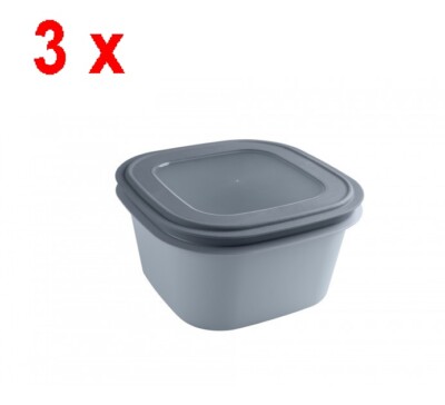 3x Sunware Sigma Home Frischhaltedose-23x23x12,4cm-3,8 Liter-blaugrau/dunkelblau