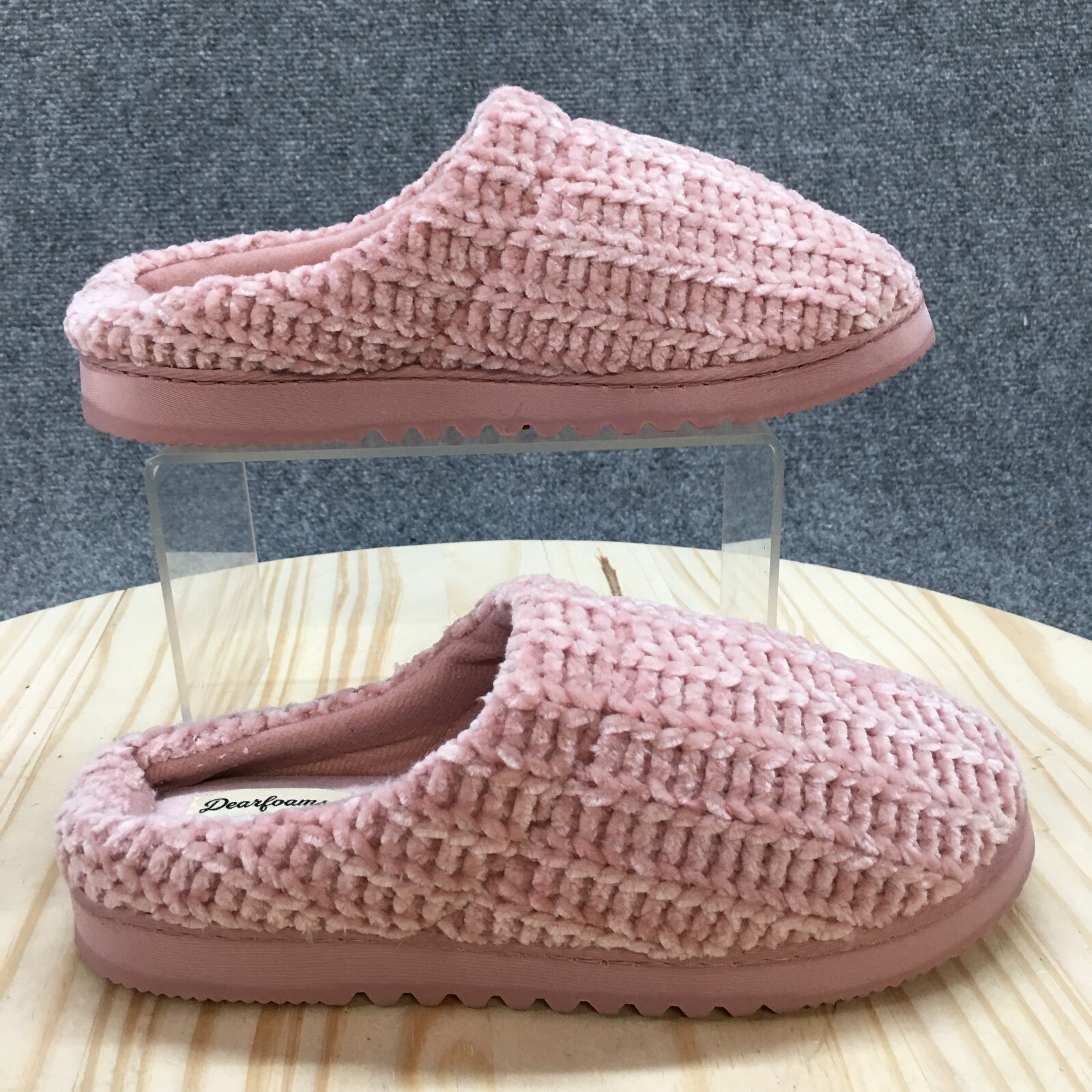 Dearfoam Slippers Womens 7-8 Mule Clogs Pink Closed Toe Comfort Casual Low Top-image
