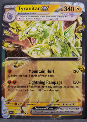 Tyranitar ex 066/197 Obsidian Flames Tera Pokémon Pokemon Card English Near Mint