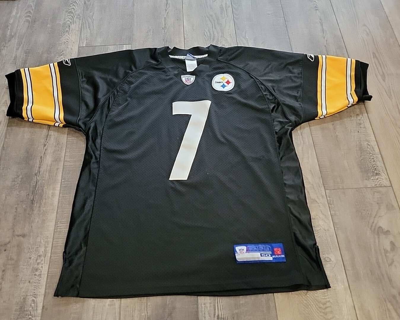 Reebok Pittsburgh Steelers Ben Roethlisberger 7 Black Football Jersey Size 50