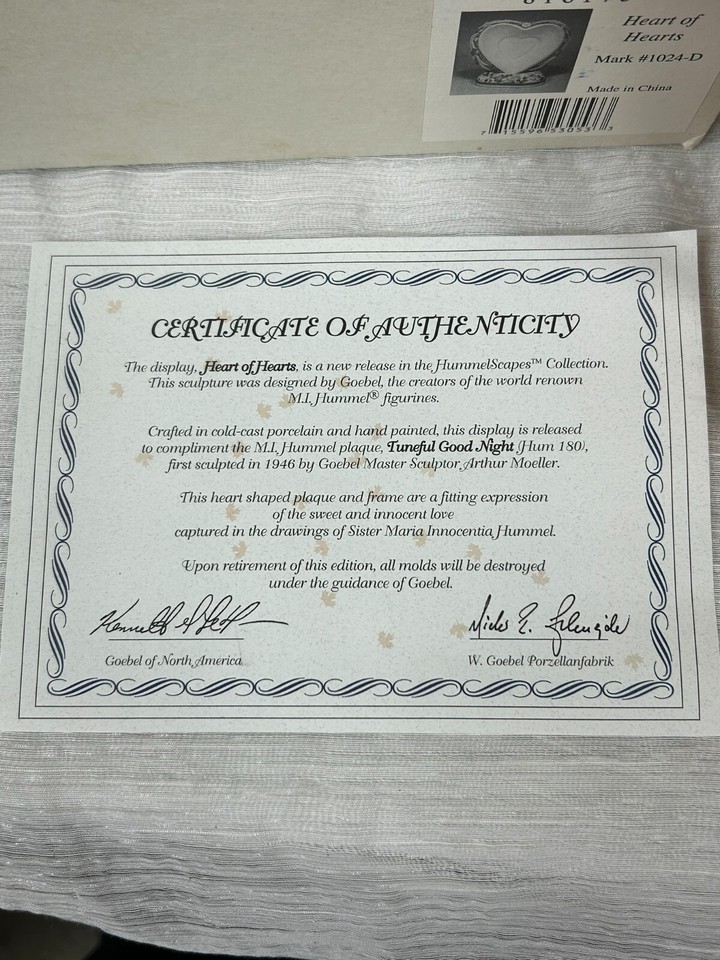 Goebel Hummel Heart of Hearts 1024D In Original Box The Hummelscapes